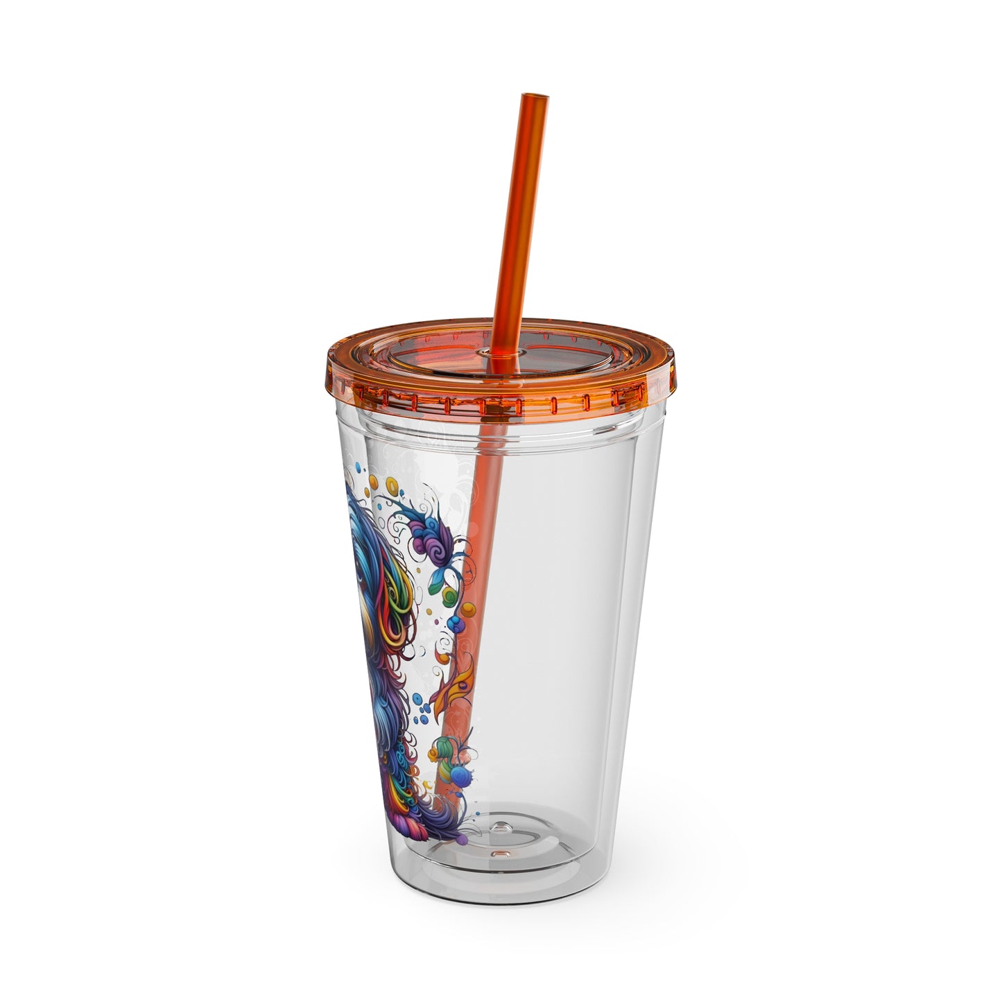 Colorful Shih Tzu 16oz. Insulated Tumbler with Straw