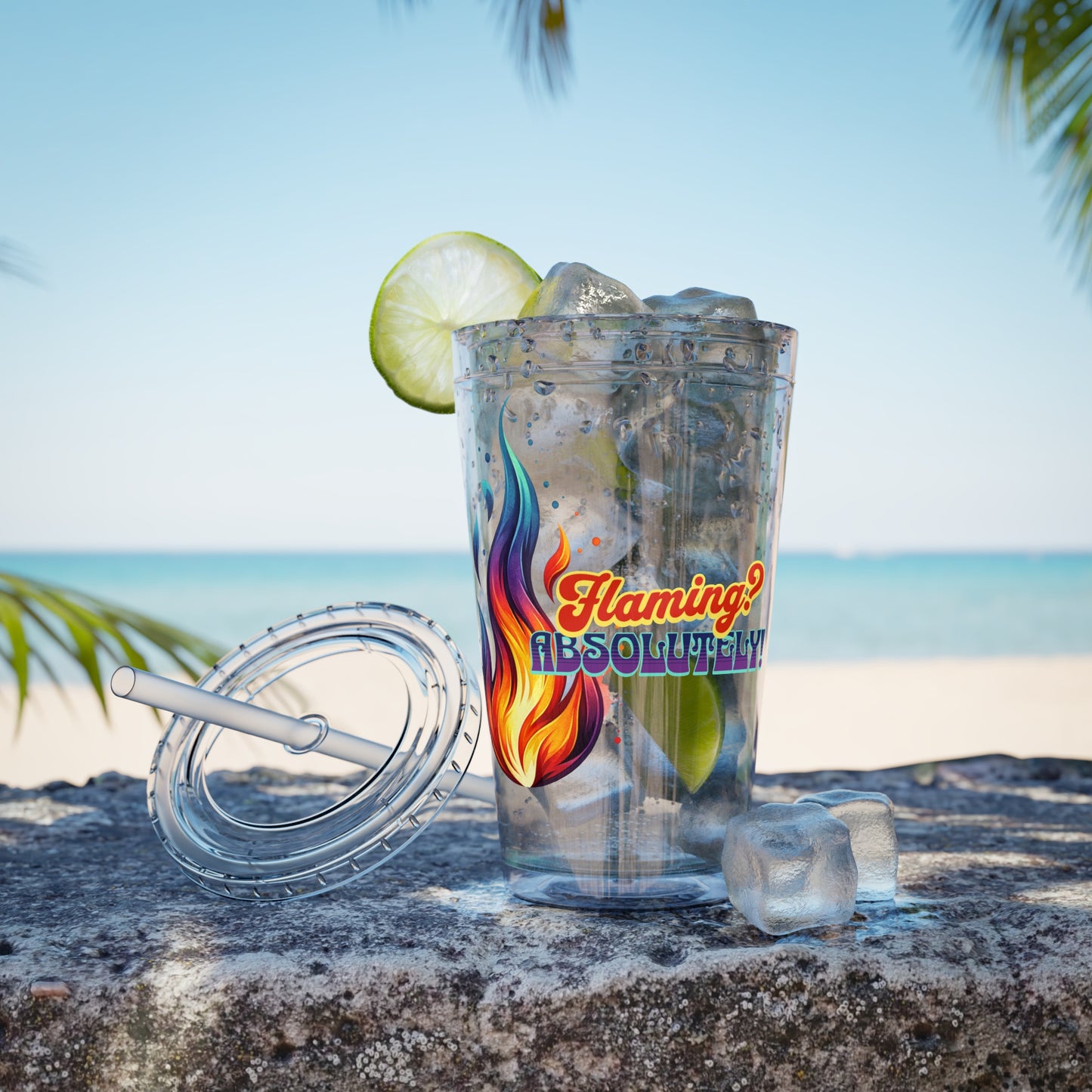 Flaming Pride 16oz Insulated Tumbler with Straw