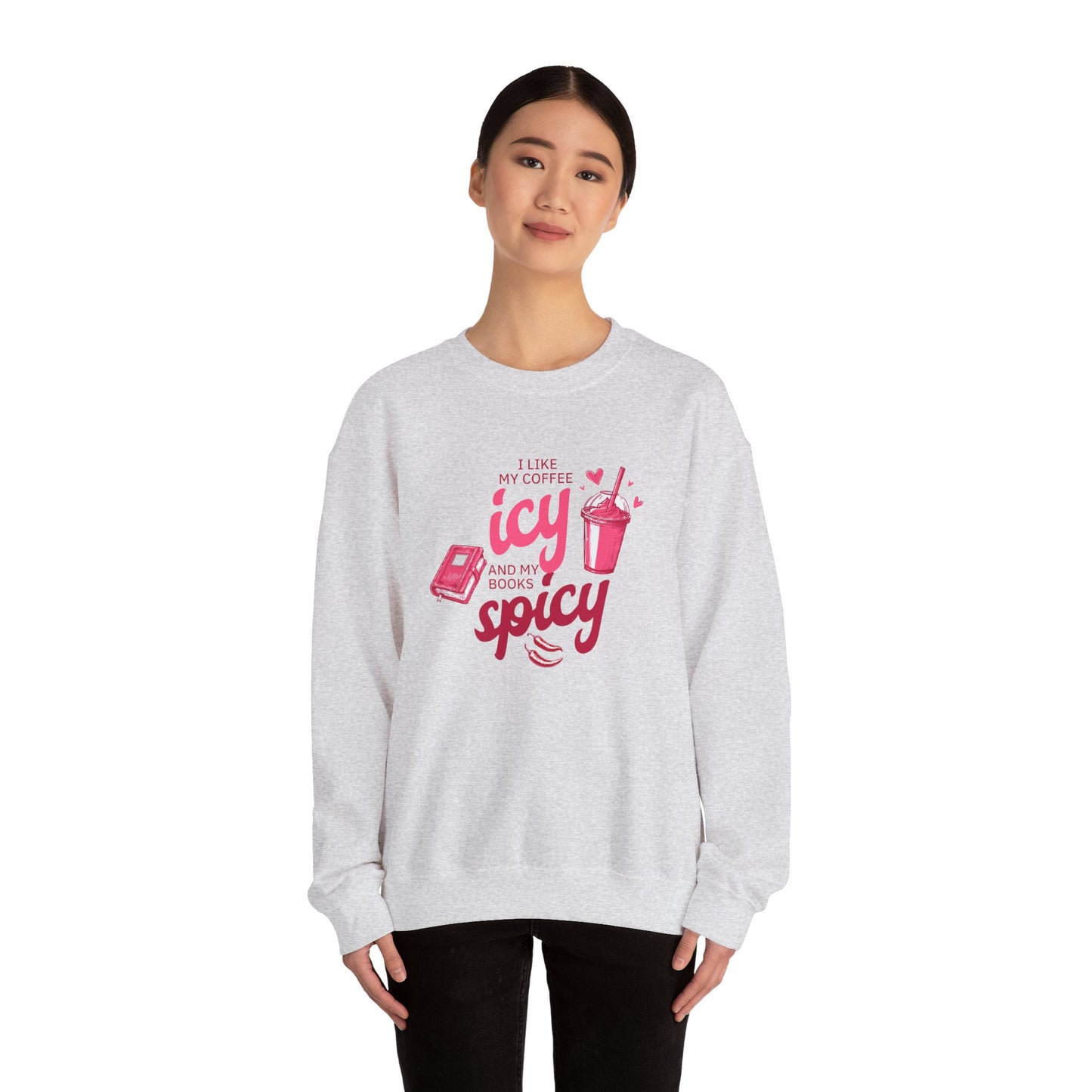 Icy Coffee Spicy Books Unisex Crewneck Sweatshirt