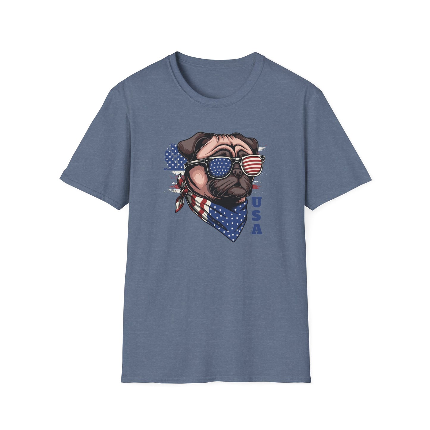 Patriotic Pug Dog USA Unisex Graphic T-Shirt