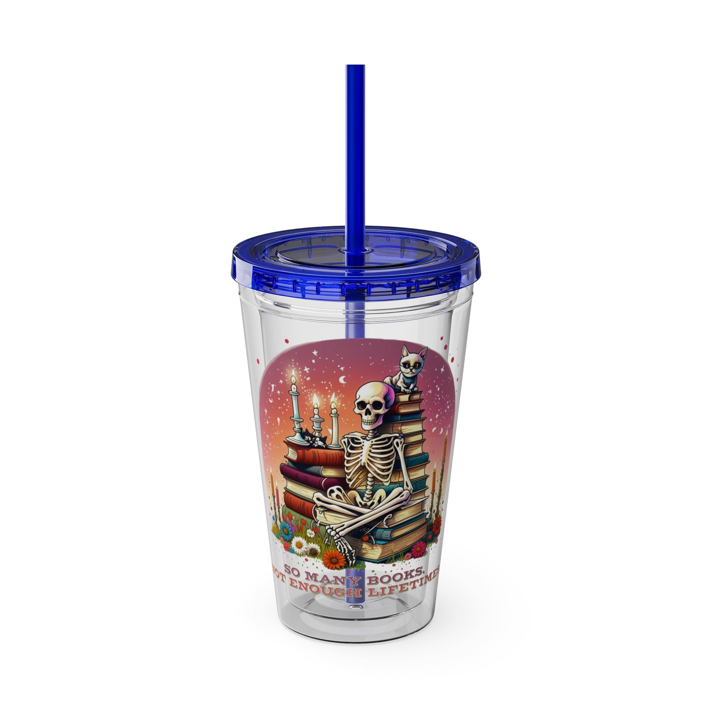 So Many Books 16oz Insulated Tumbler with Straw