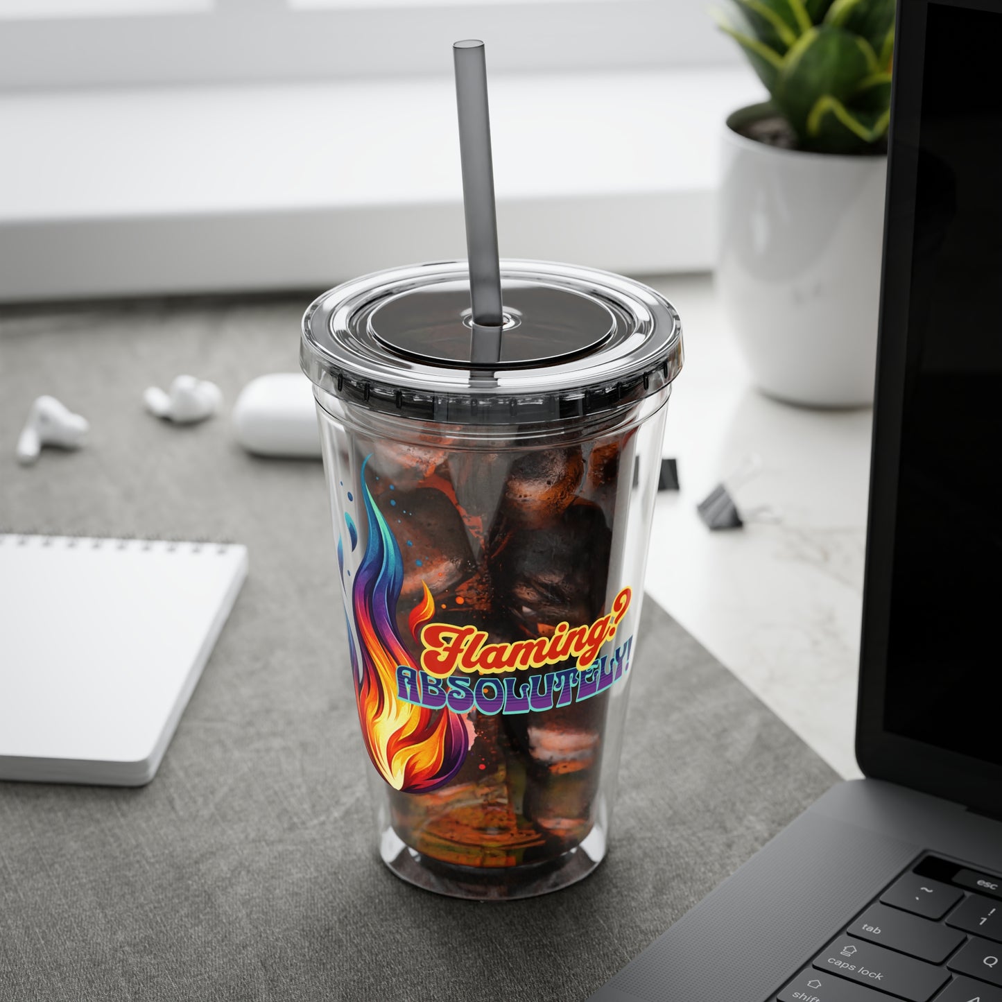 Flaming Pride 16oz Insulated Tumbler with Straw