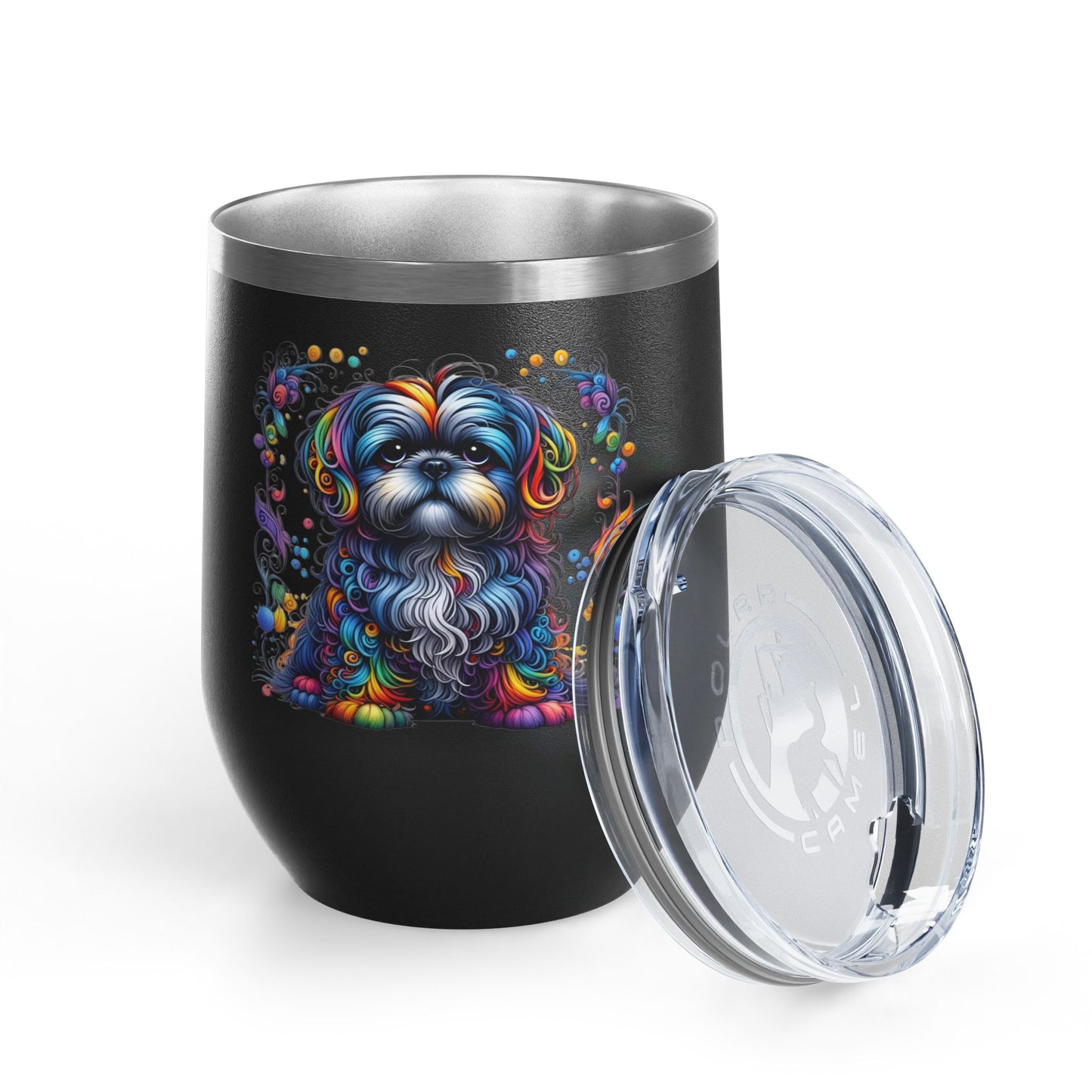 Colorful Shih Tzu 12oz Insulated Wine Tumbler