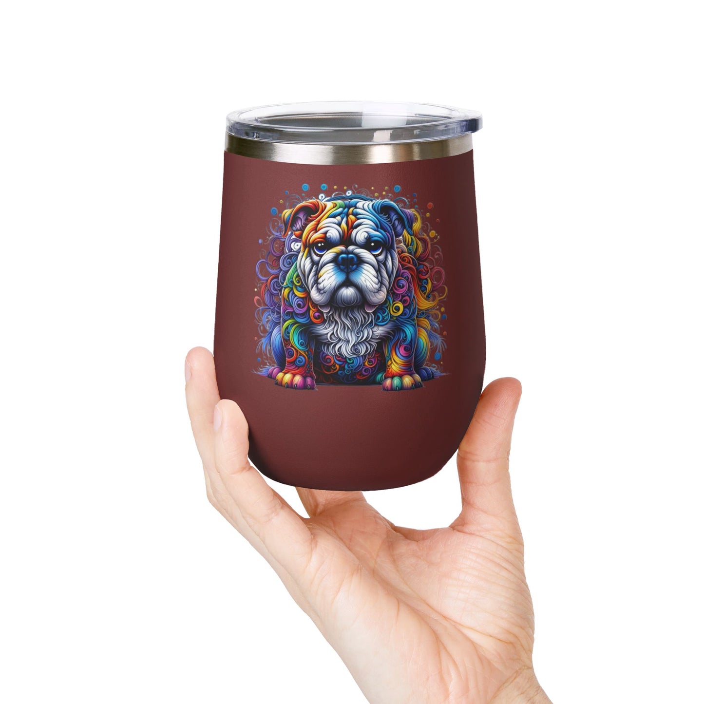Colorful Bulldog 12oz. Insulated Wine Tumbler