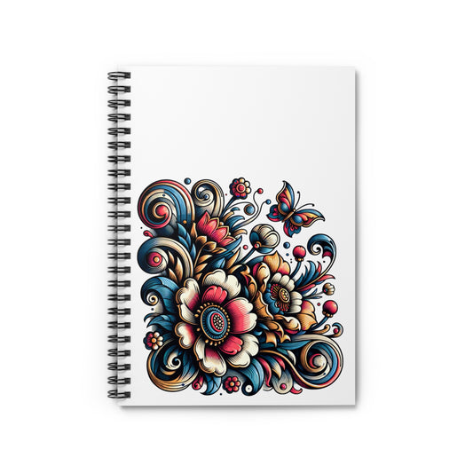 Floral Swirl Butterfly Spiral Journal Notebook