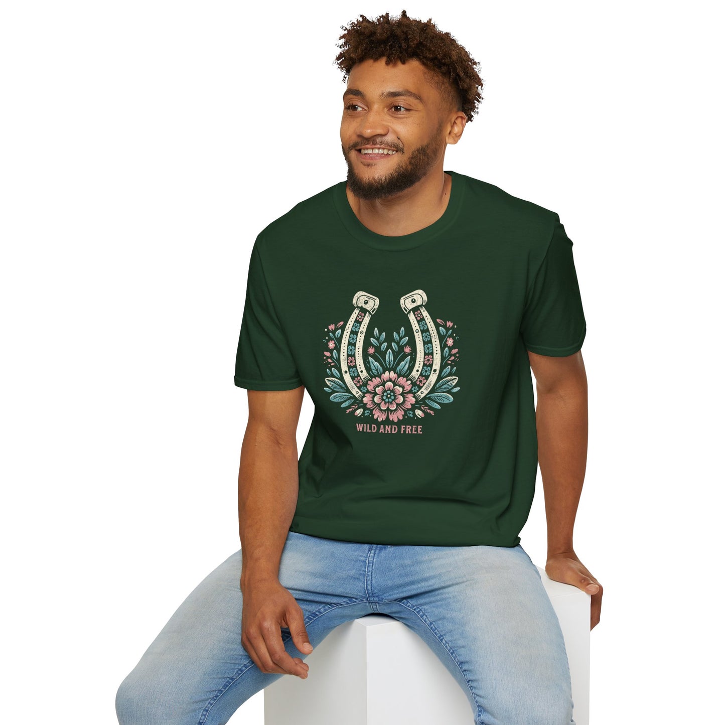 Wild and Free Horseshoe Floral Unisex Graphic T-Shirt