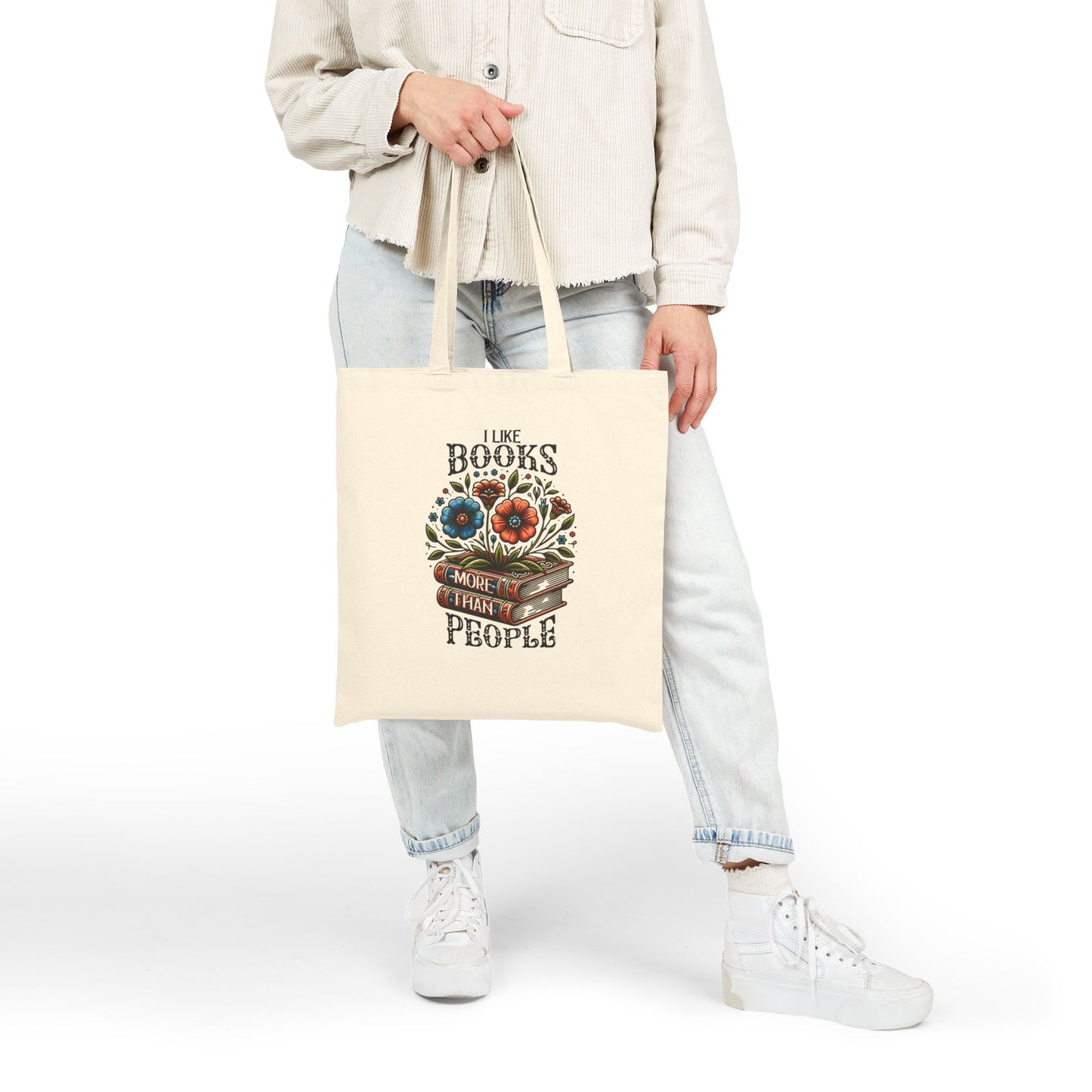 Books More Than People Cotton Canvas Tote Bag