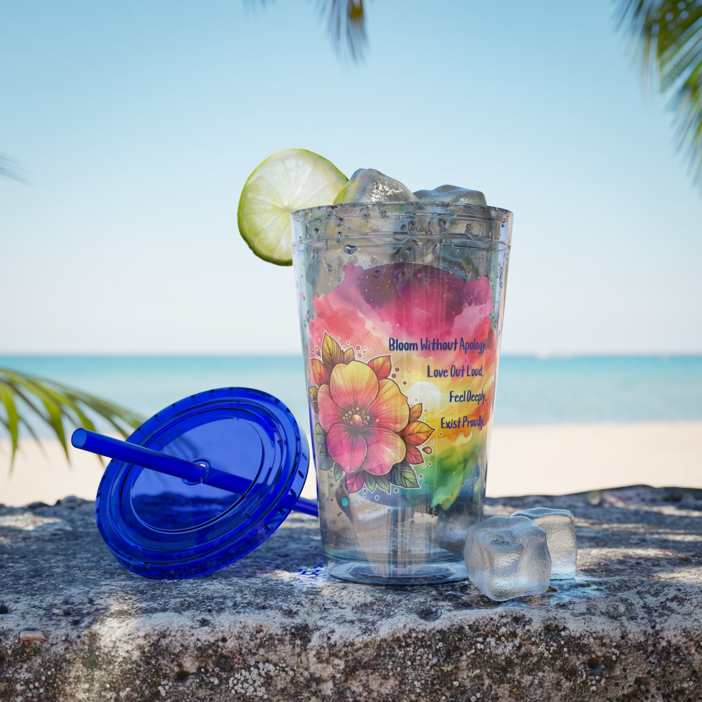 Bloom Without Apology 16oz. Insulated Tumbler with Straw