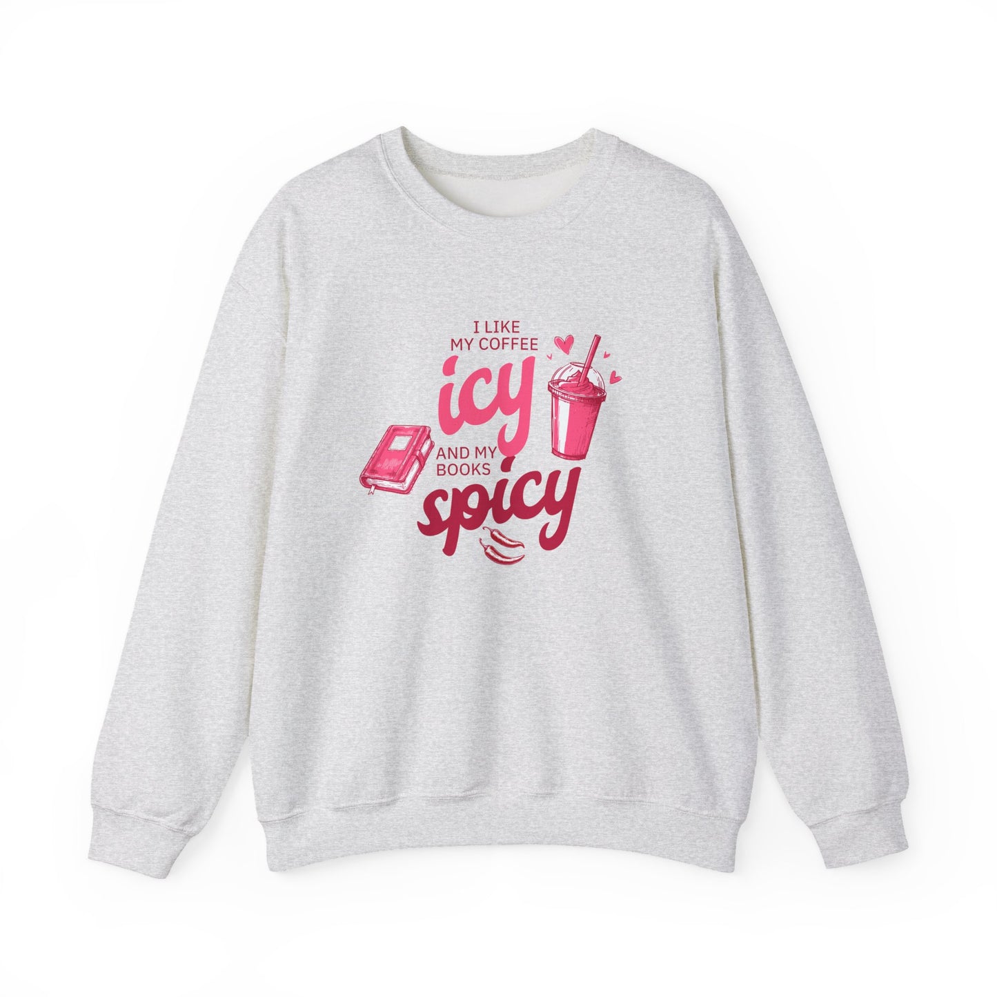 Icy Coffee Spicy Books Unisex Crewneck Sweatshirt
