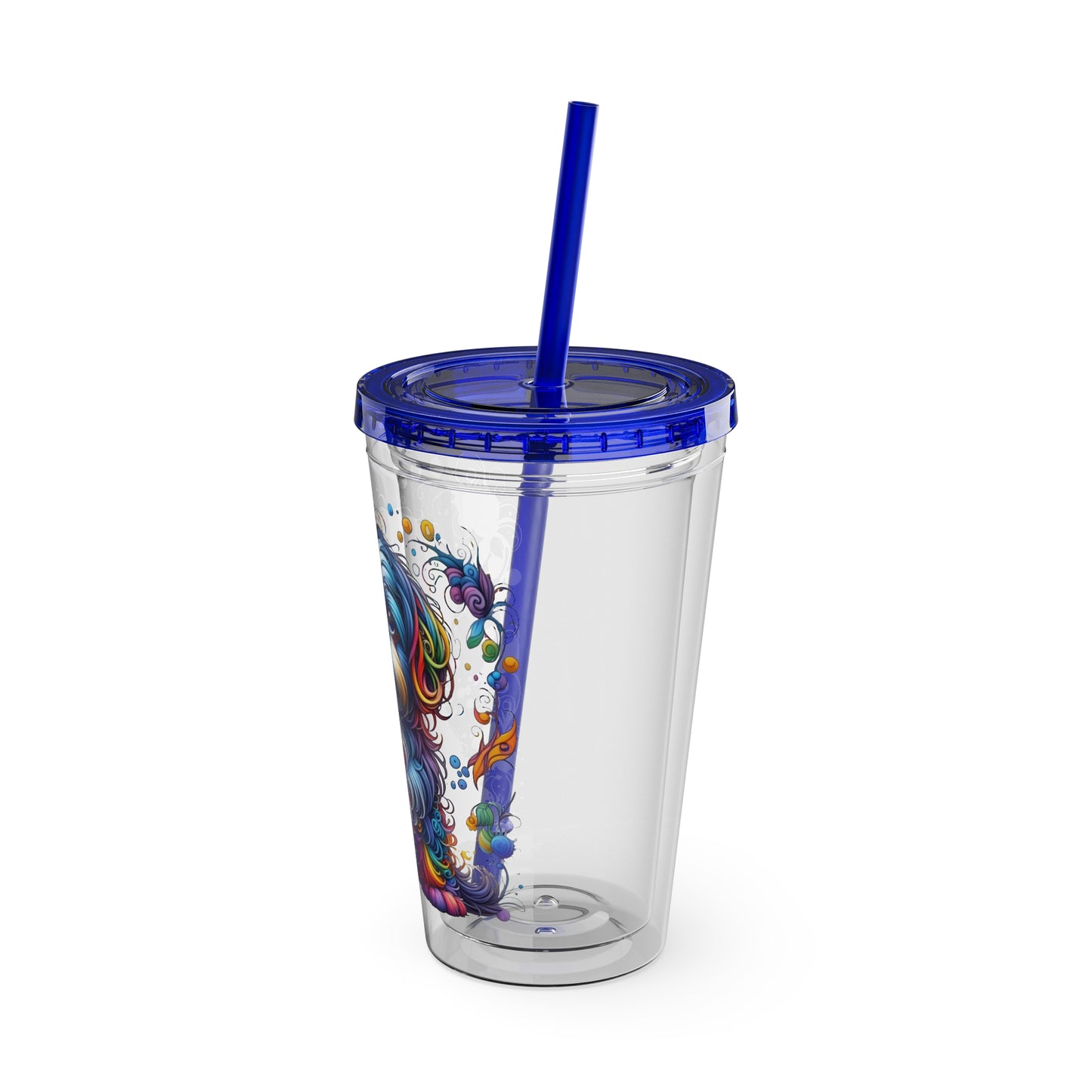 Colorful Shih Tzu 16oz. Insulated Tumbler with Straw