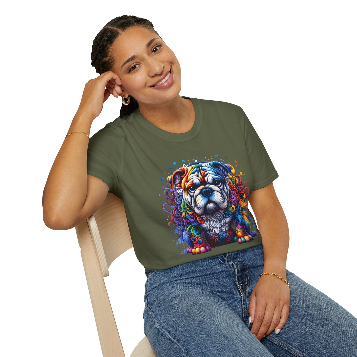 Colorful Bulldog Unisex Graphic Tee