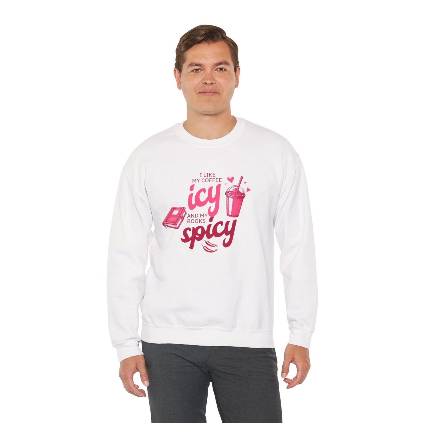 Icy Coffee Spicy Books Unisex Crewneck Sweatshirt