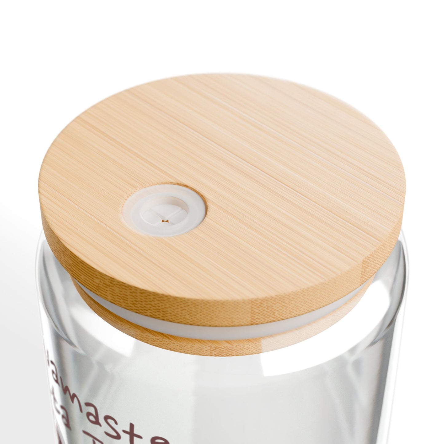 Namaste Outta Trouble Raccoon 16oz Sipper Glass with Bamboo Lid & Straw