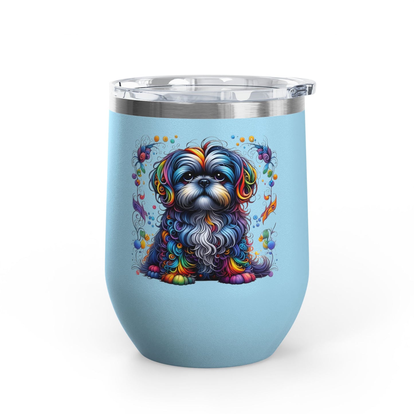 Colorful Shih Tzu 12oz Insulated Wine Tumbler