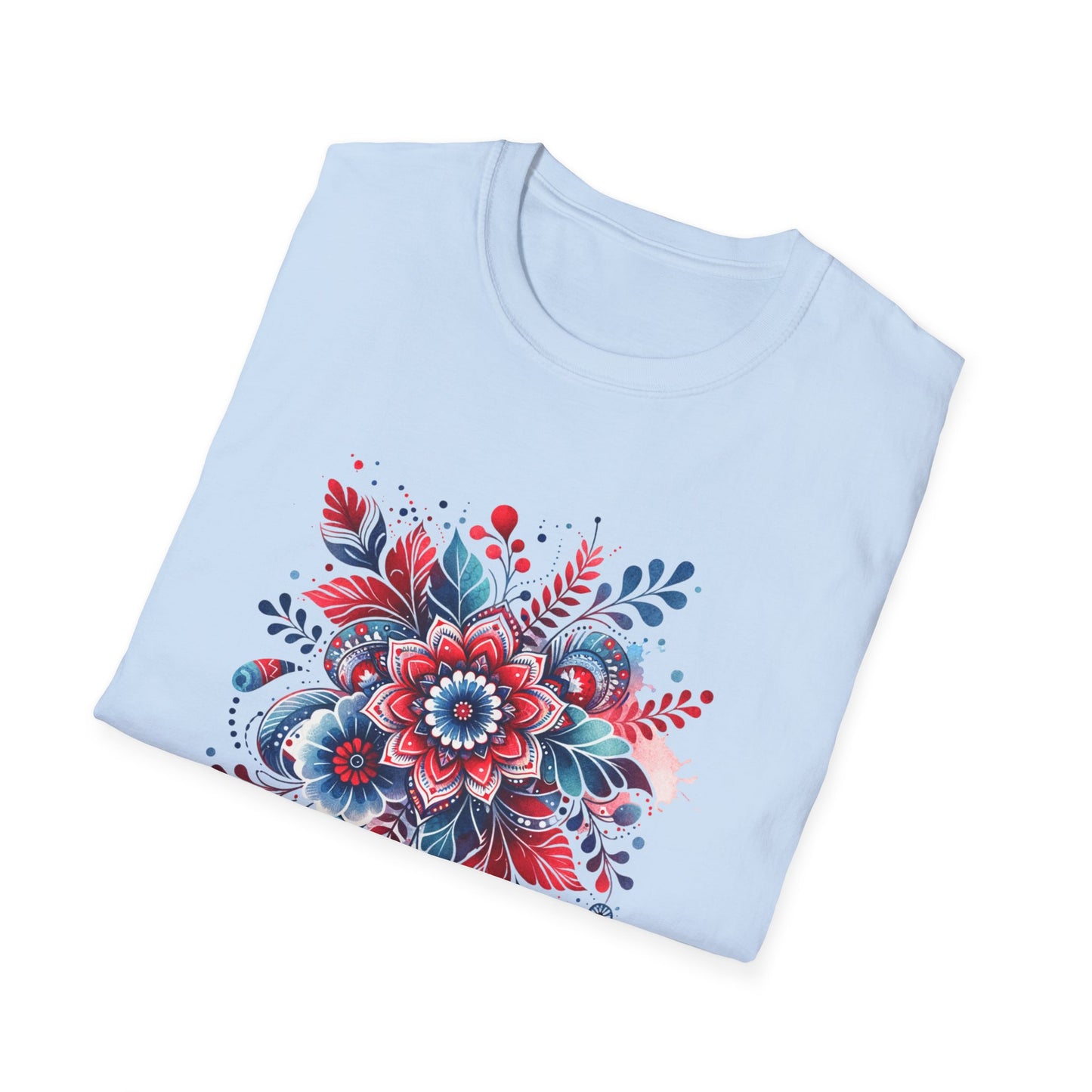 Red White & Bloom Floral Art Patriotic Unisex Graphic T-Shirt