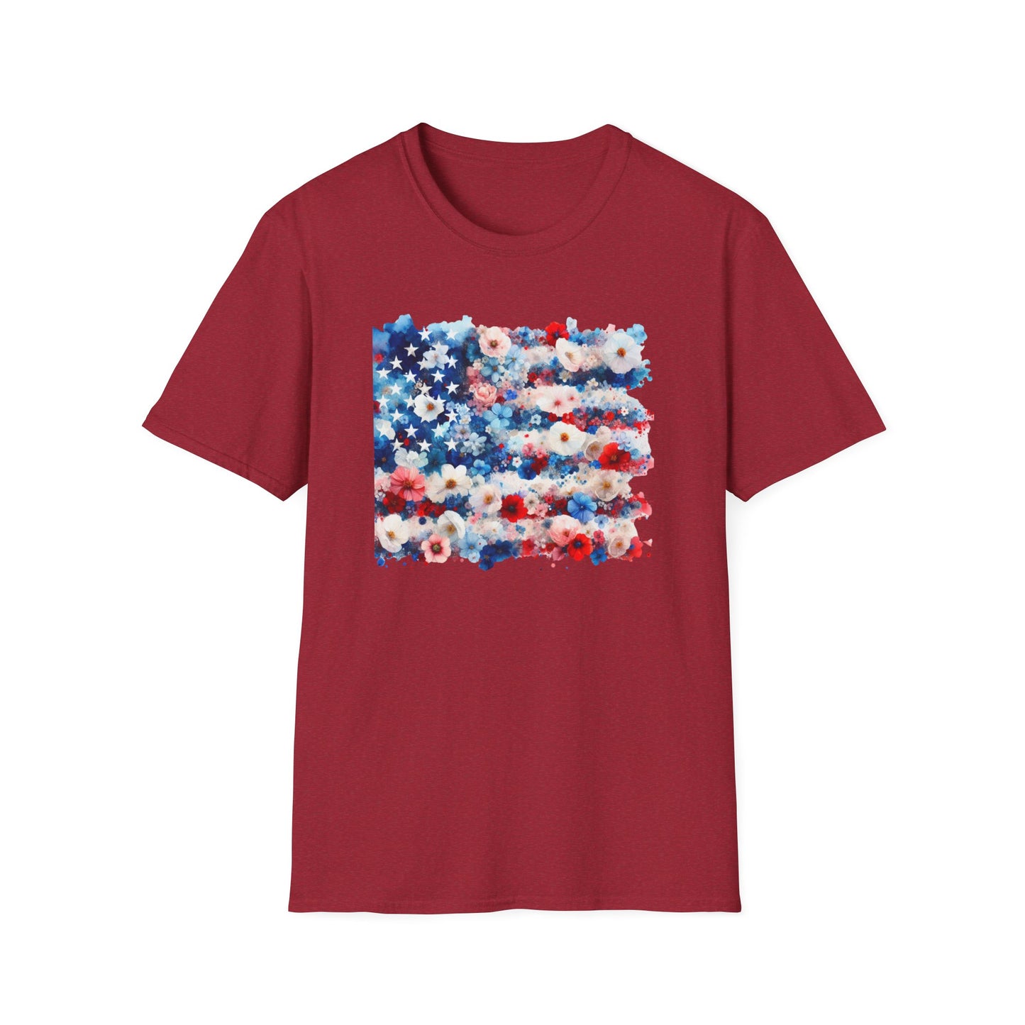 Patriotic Floral Freedom in Full Bloom Unisex Graphic T-Shirt