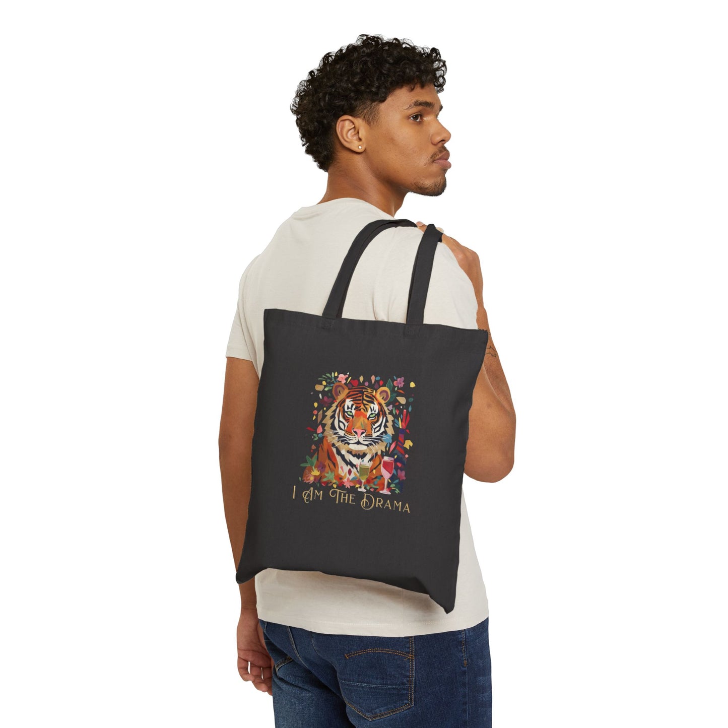 "I Am the Drama" Tiger Cotton Canvas Tote Bag