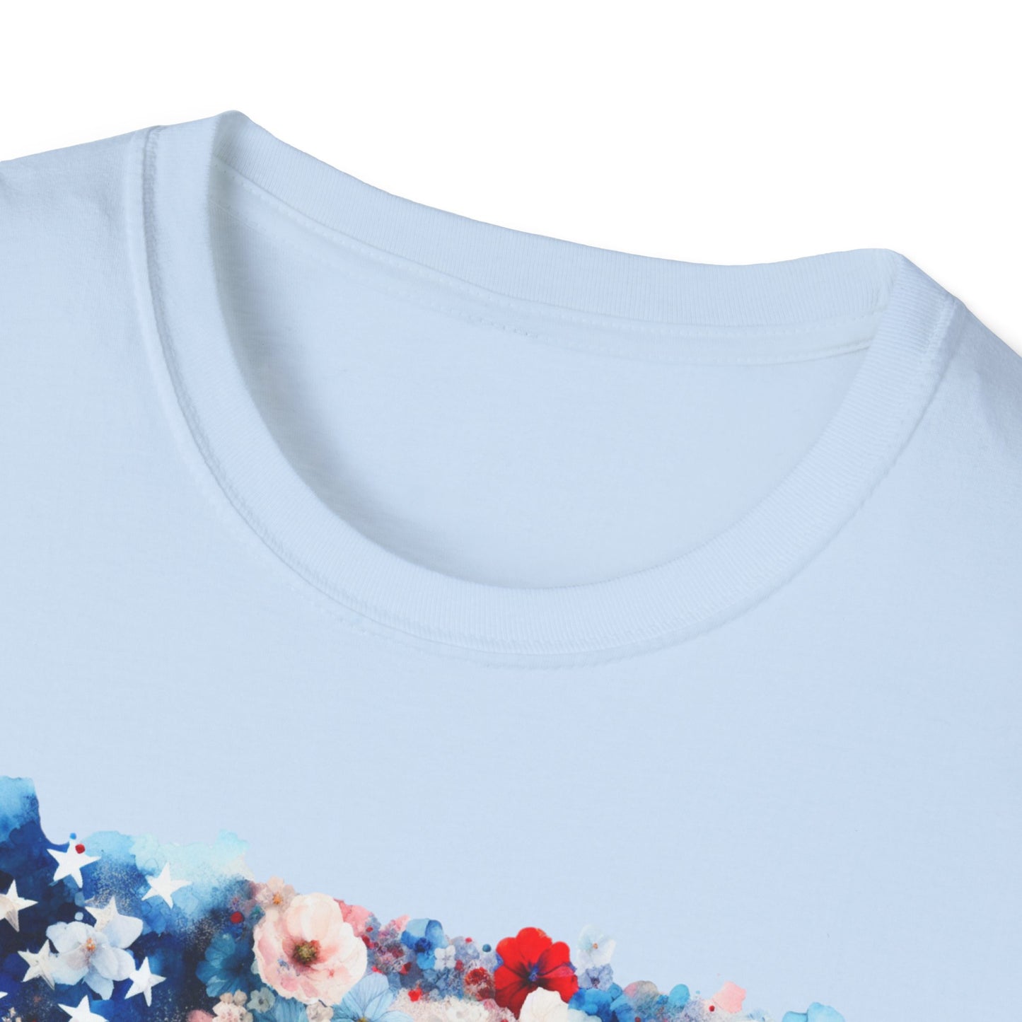 Patriotic Floral Freedom in Full Bloom Unisex Graphic T-Shirt