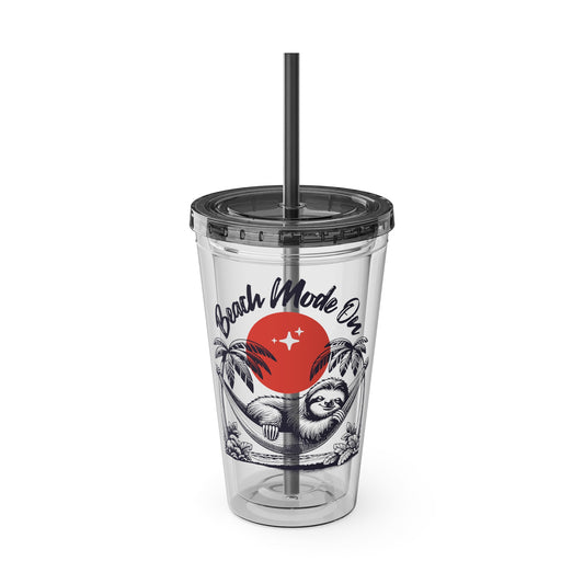 Beach Mode On 16oz Insulated Tumbler with Straw