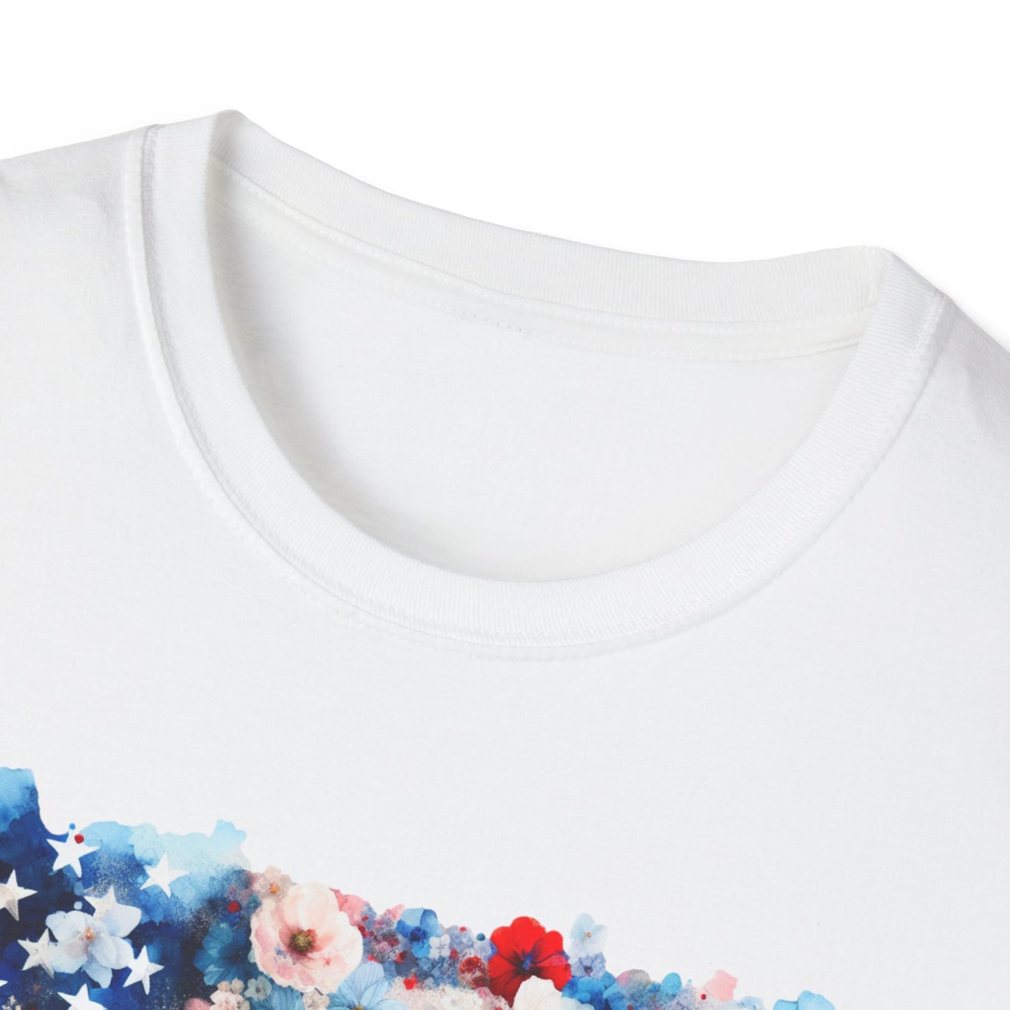 Patriotic Floral Freedom in Full Bloom Unisex Graphic T-Shirt