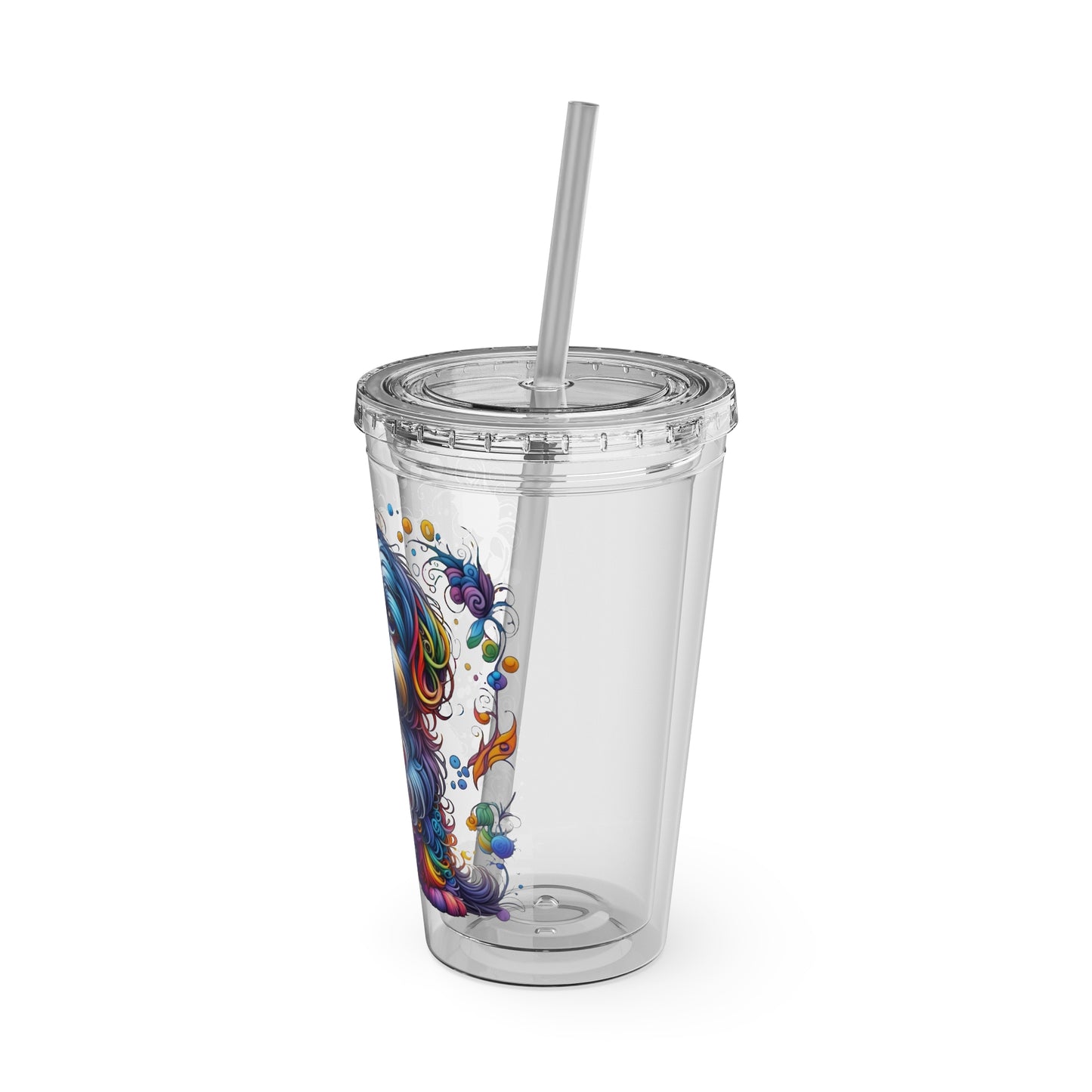 Colorful Shih Tzu 16oz. Insulated Tumbler with Straw