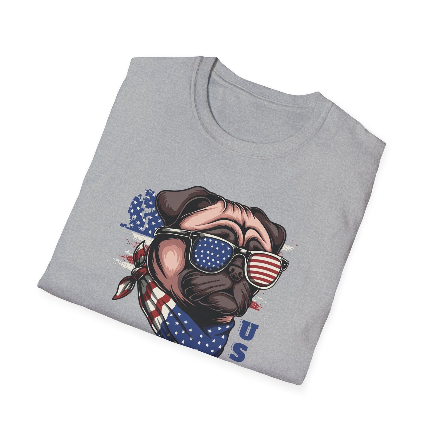 Patriotic Pug Dog USA Unisex Graphic T-Shirt
