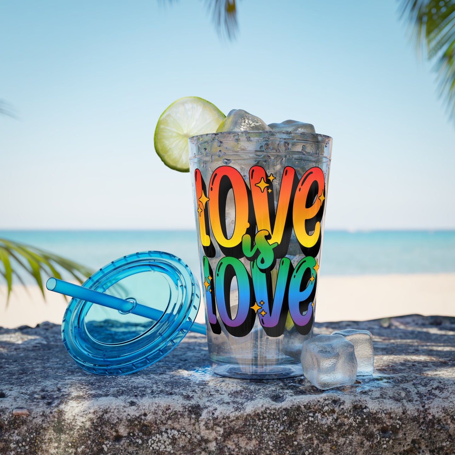 Love is Love Rainbow 16oz. Insulated Tumbler with Straw