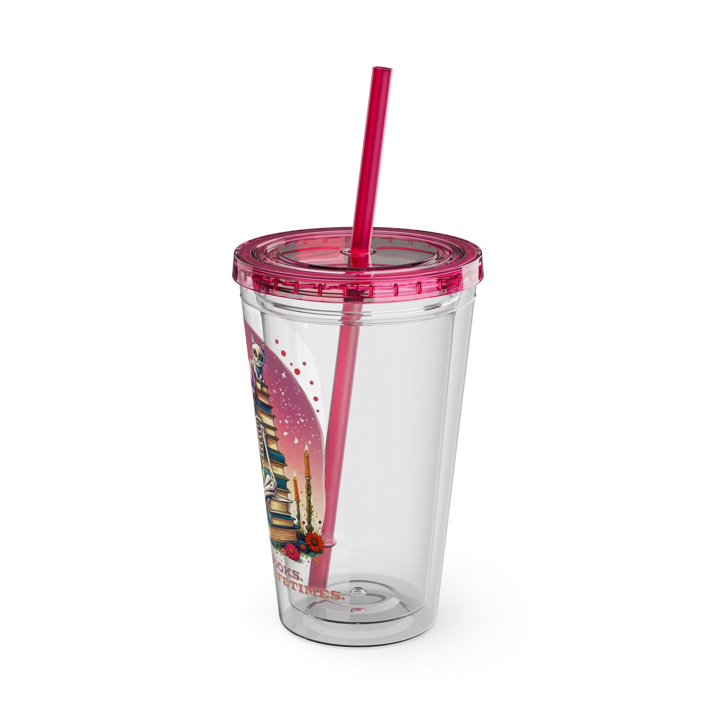 So Many Books 16oz Insulated Tumbler with Straw