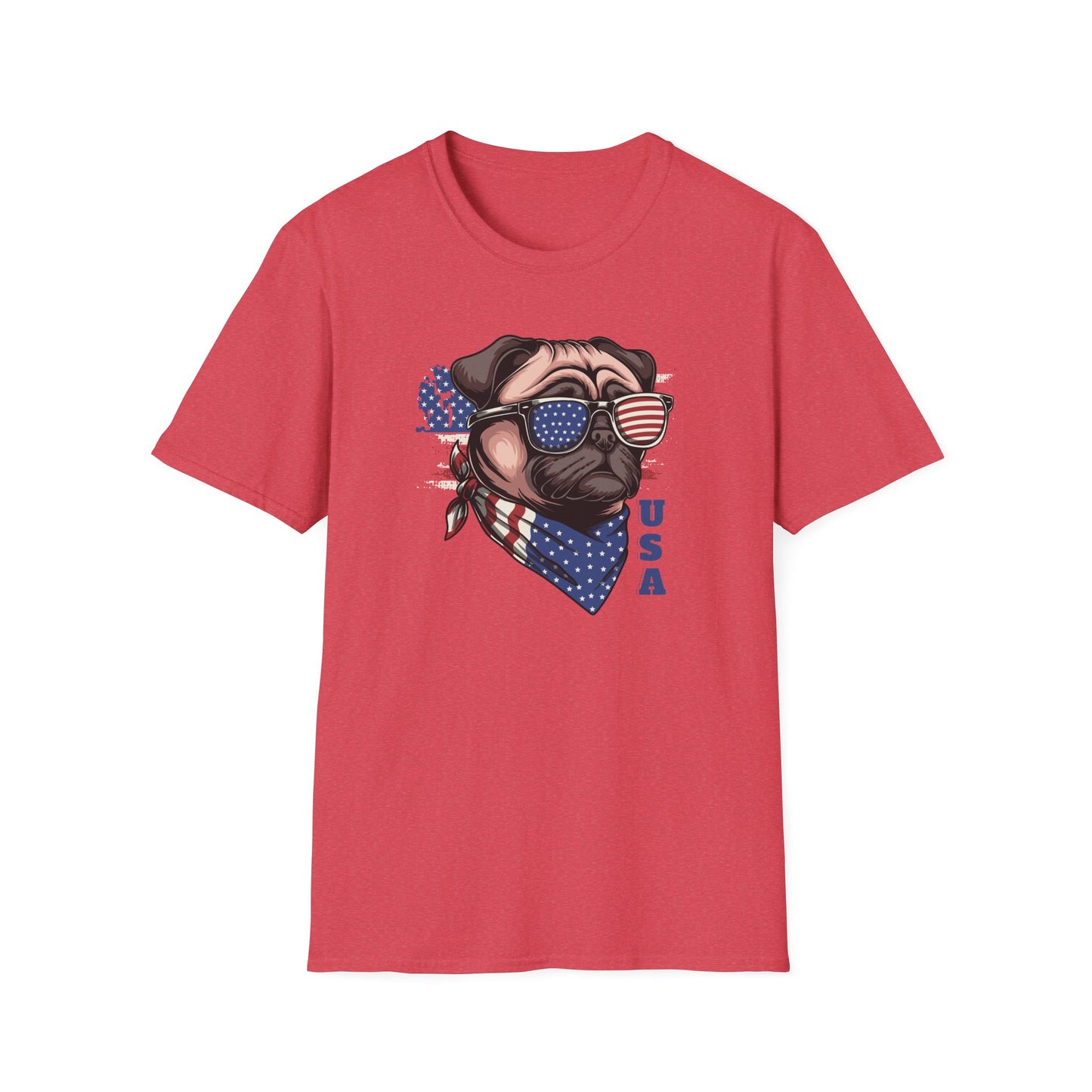 Patriotic Pug Dog USA Unisex Graphic T-Shirt