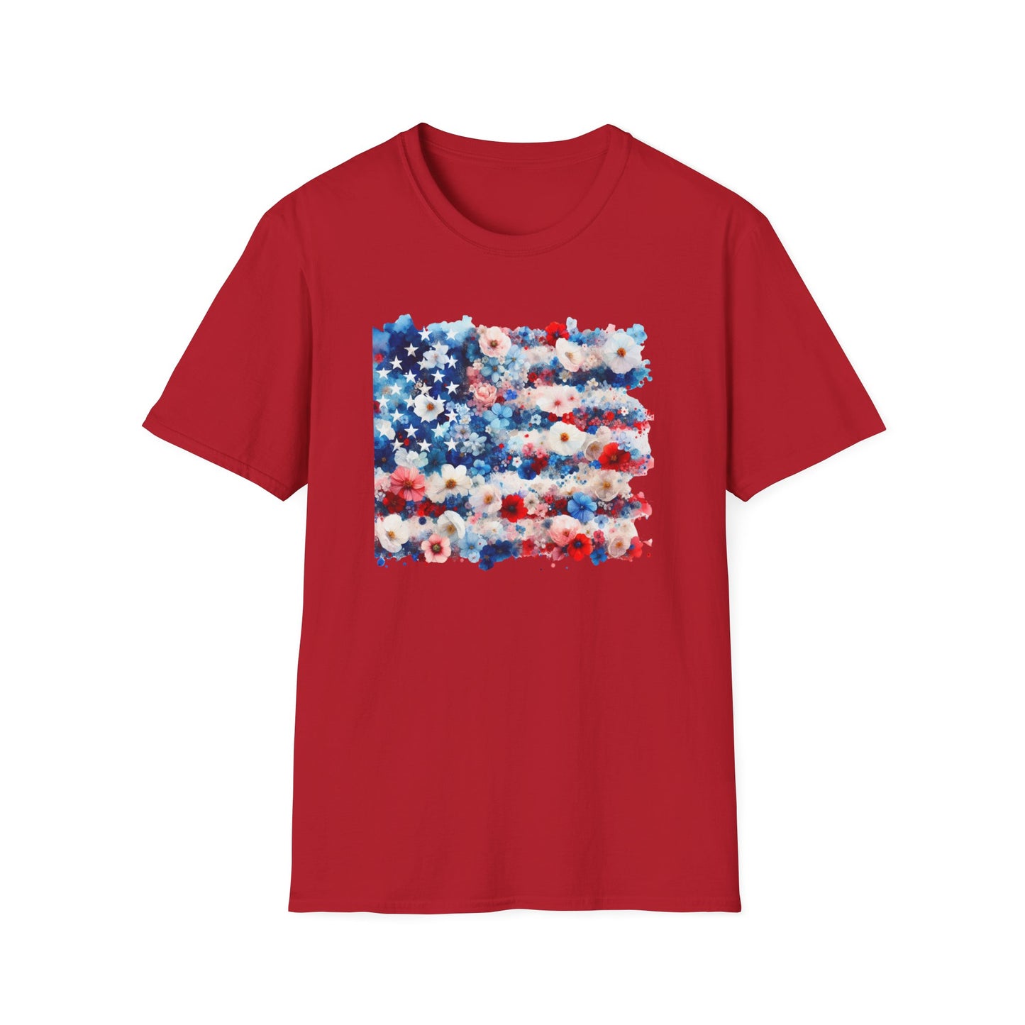 Patriotic Floral Freedom in Full Bloom Unisex Graphic T-Shirt