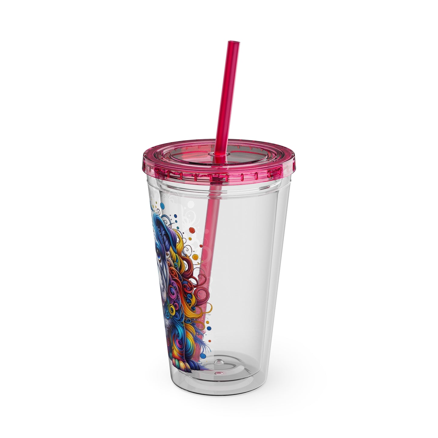 Colorful Bulldog 16oz. Insulated Tumbler with Straw