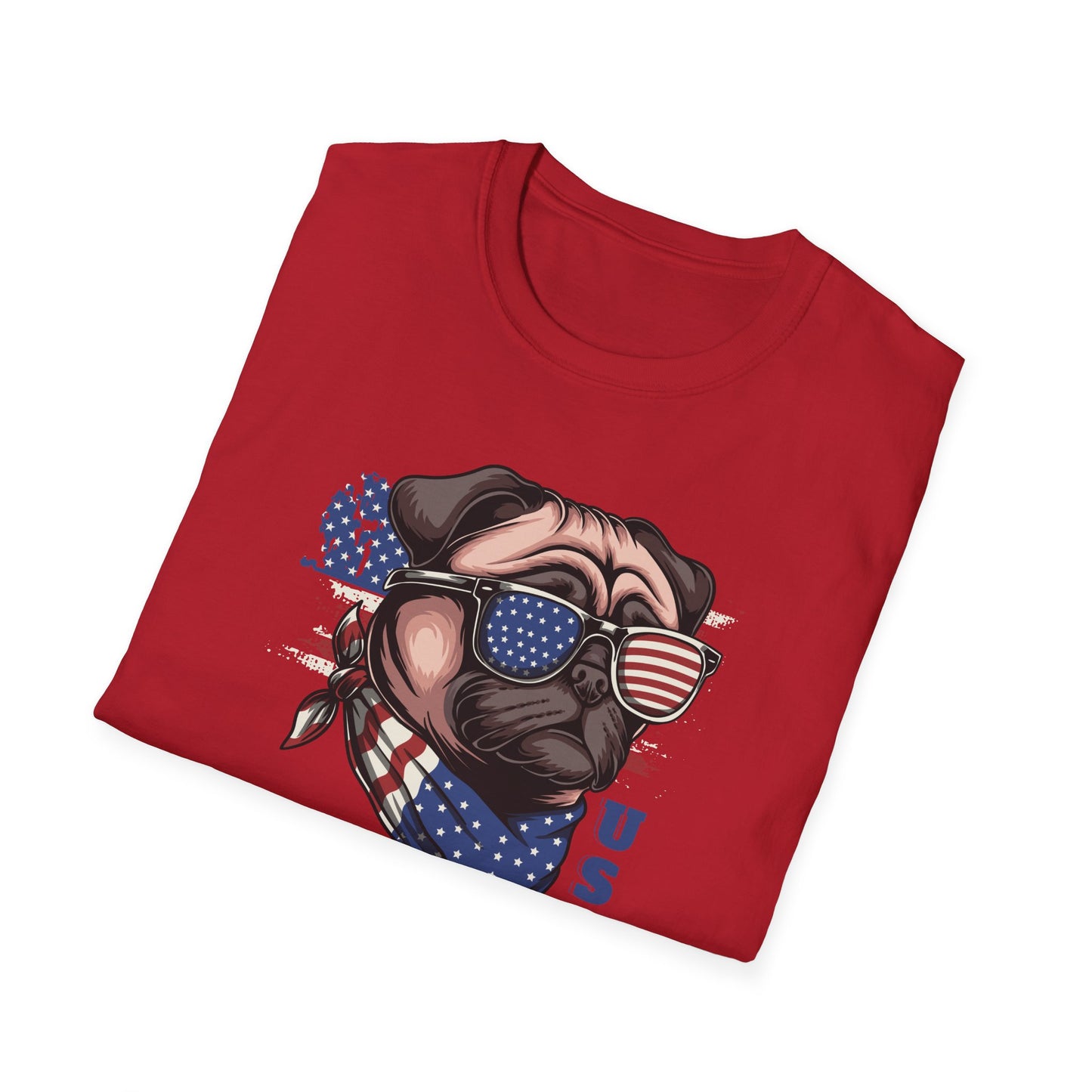 Patriotic Pug Dog USA Unisex Graphic T-Shirt