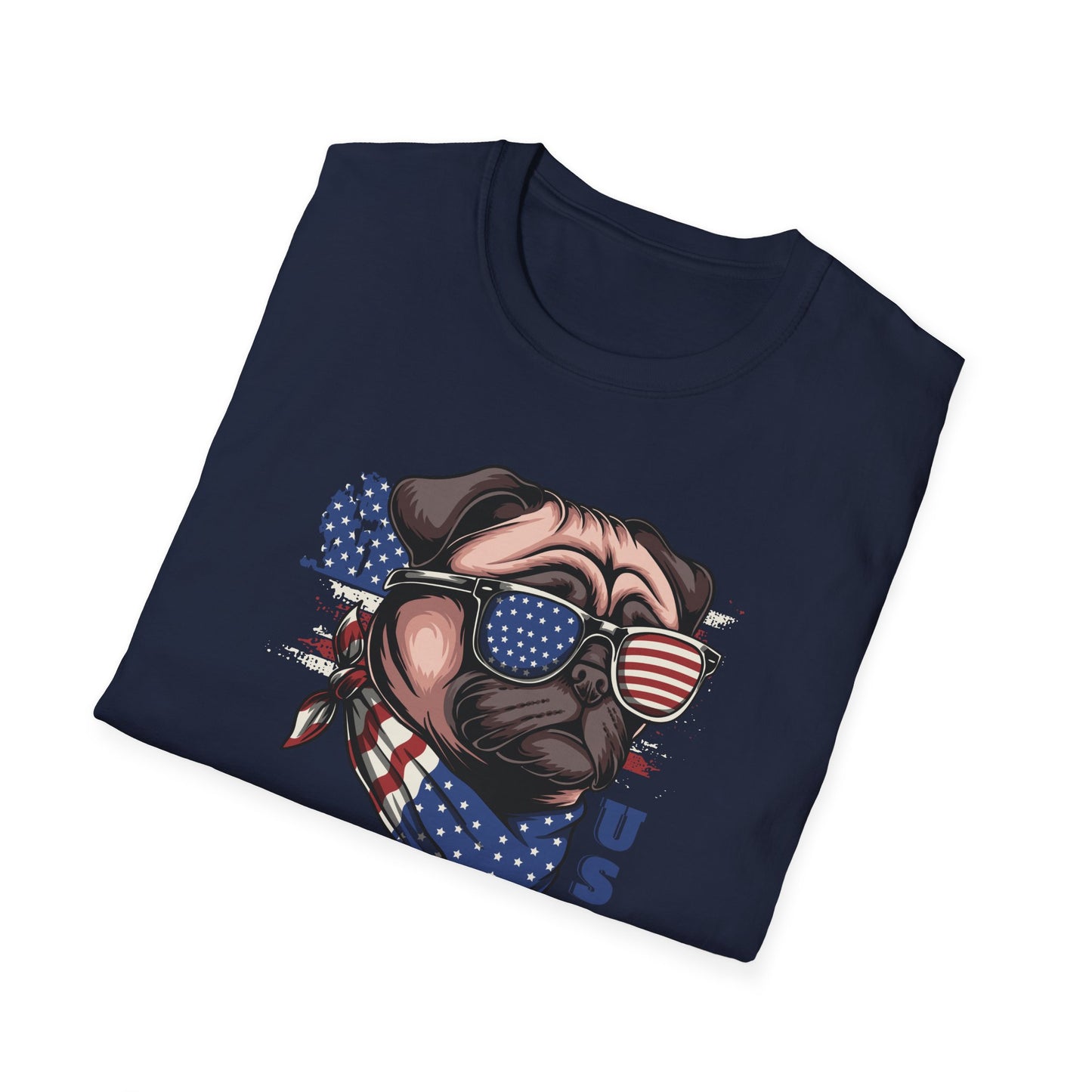Patriotic Pug Dog USA Unisex Graphic T-Shirt