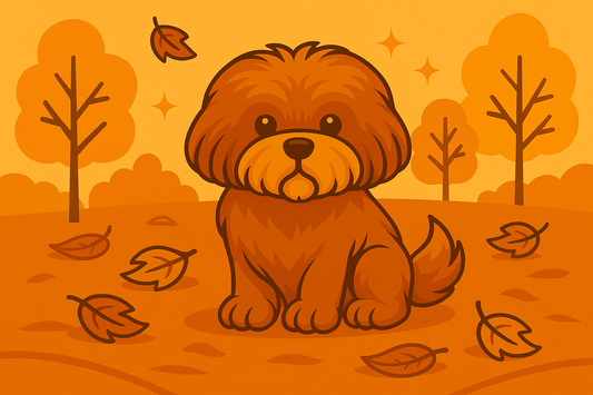 Dog in a fall leafy setting