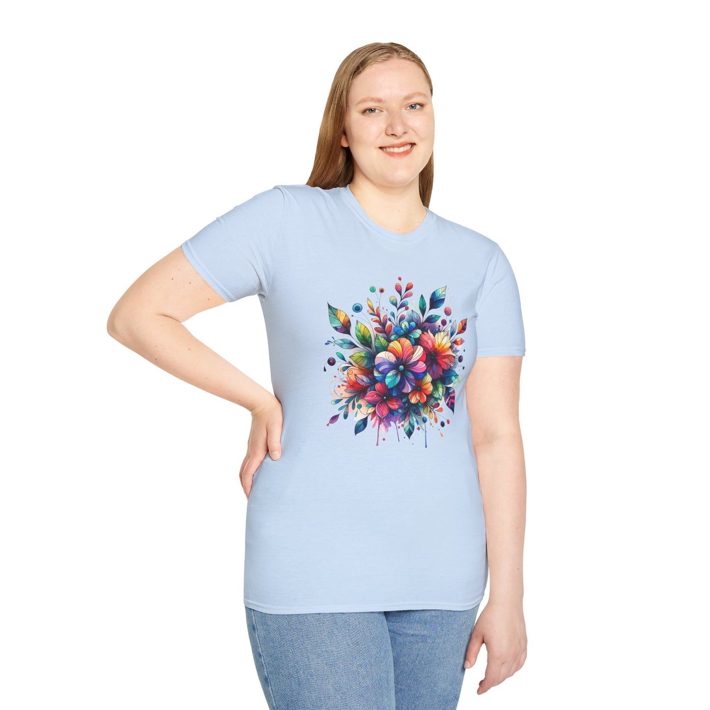 Rainbow Floral Explosion Unisex Graphic T-Shirt