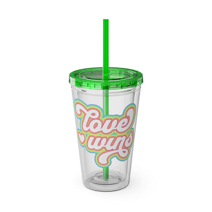 Love Wins 16oz. Insulated Tumbler with Straw