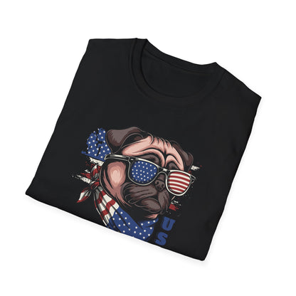 Patriotic Pug Dog USA Unisex Graphic T-Shirt
