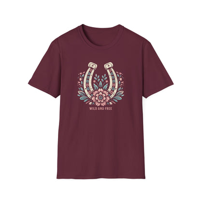 Wild and Free Horseshoe Floral Unisex Graphic T-Shirt