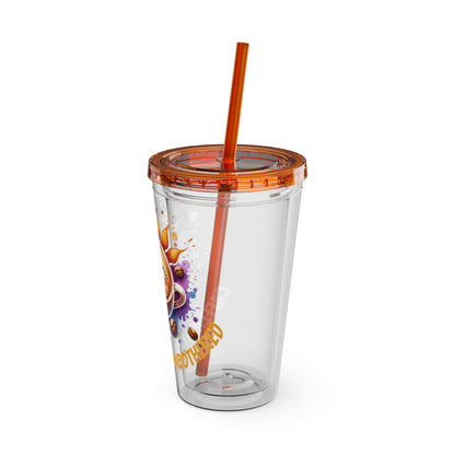 Caffeinated & Unbothered 16oz Insulated Tumbler with Straw