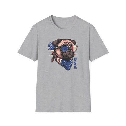 Patriotic Pug Dog USA Unisex Graphic T-Shirt