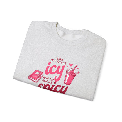 Icy Coffee Spicy Books Unisex Crewneck Sweatshirt