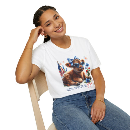 Red, White, and Moo Patriotic Cow Unisex Graphic T-Shirt
