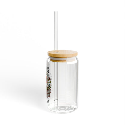 Books More Than People 16oz Sipper Glass with Bamboo Lid and Straw