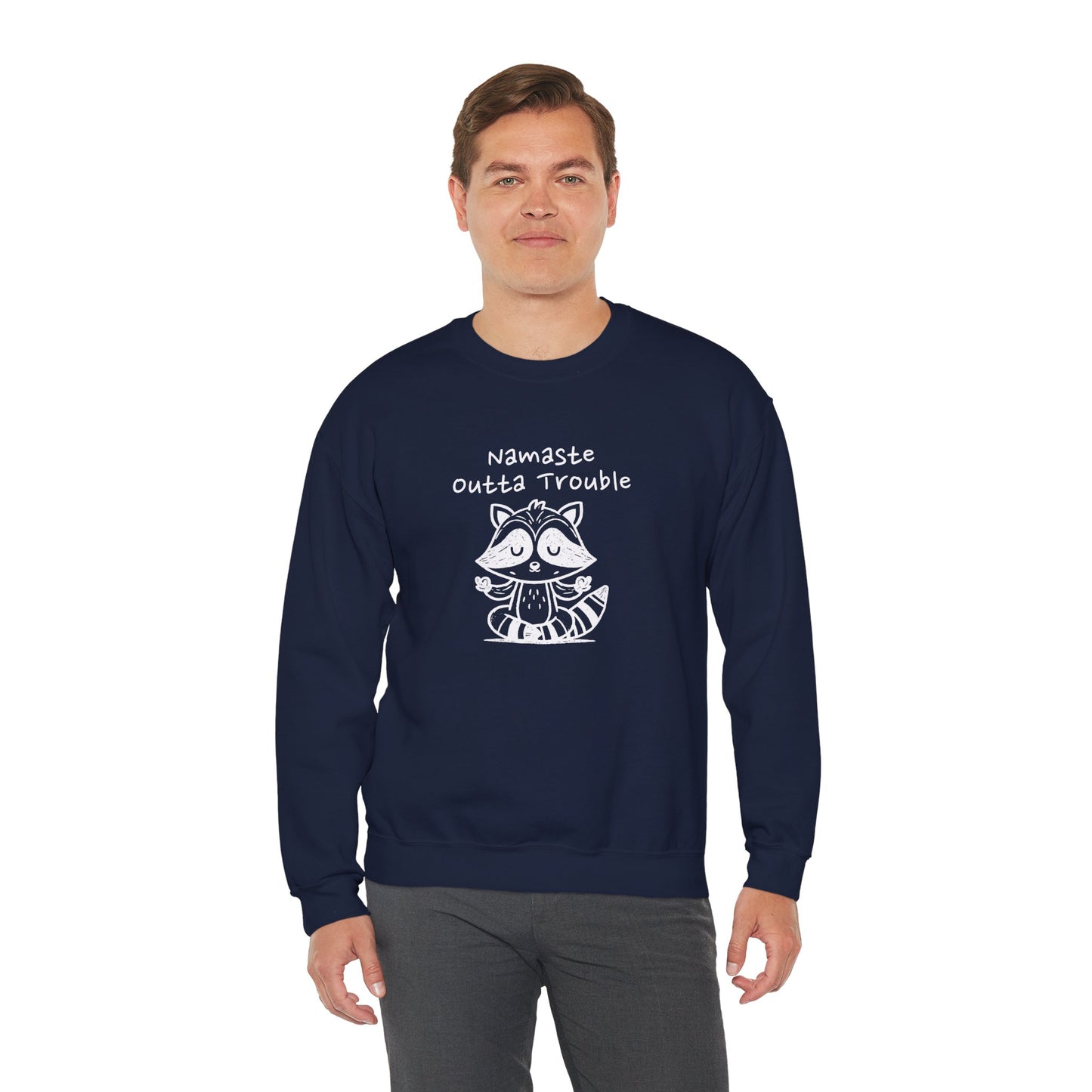 Namaste Outta Trouble Raccoon Unisex Crewneck Sweatshirt