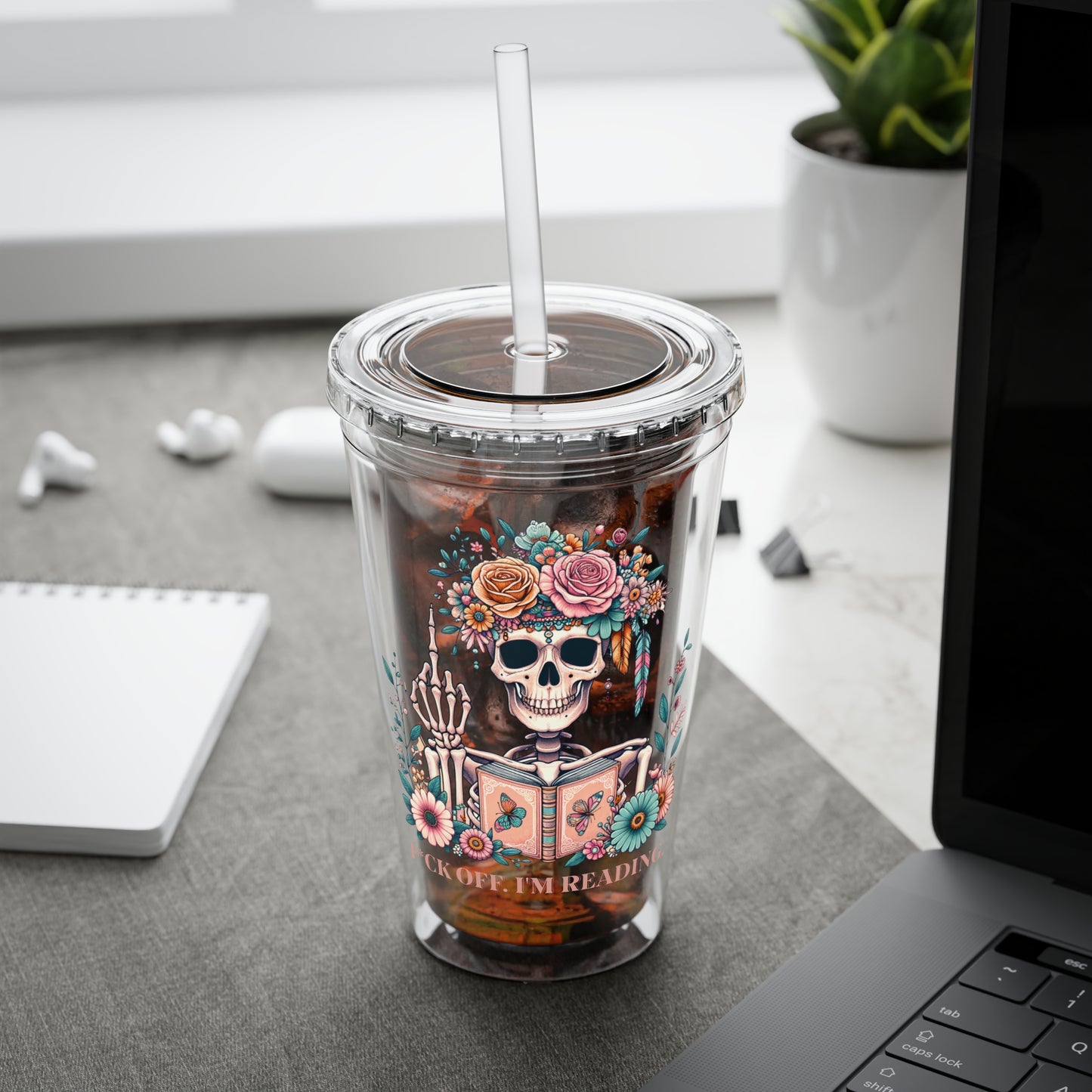 F*ck Off I'm Reading 16oz Tumbler Cup with Straw