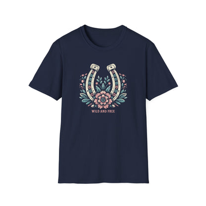 Wild and Free Horseshoe Floral Unisex Graphic T-Shirt