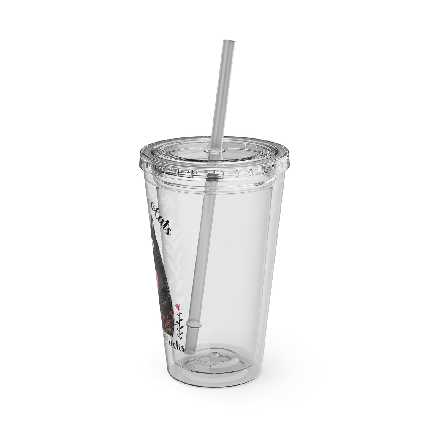 Pet More Cats 16oz Insulated Acrylic Cup with Straw