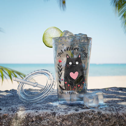 Pet More Cats 16oz Insulated Acrylic Cup with Straw