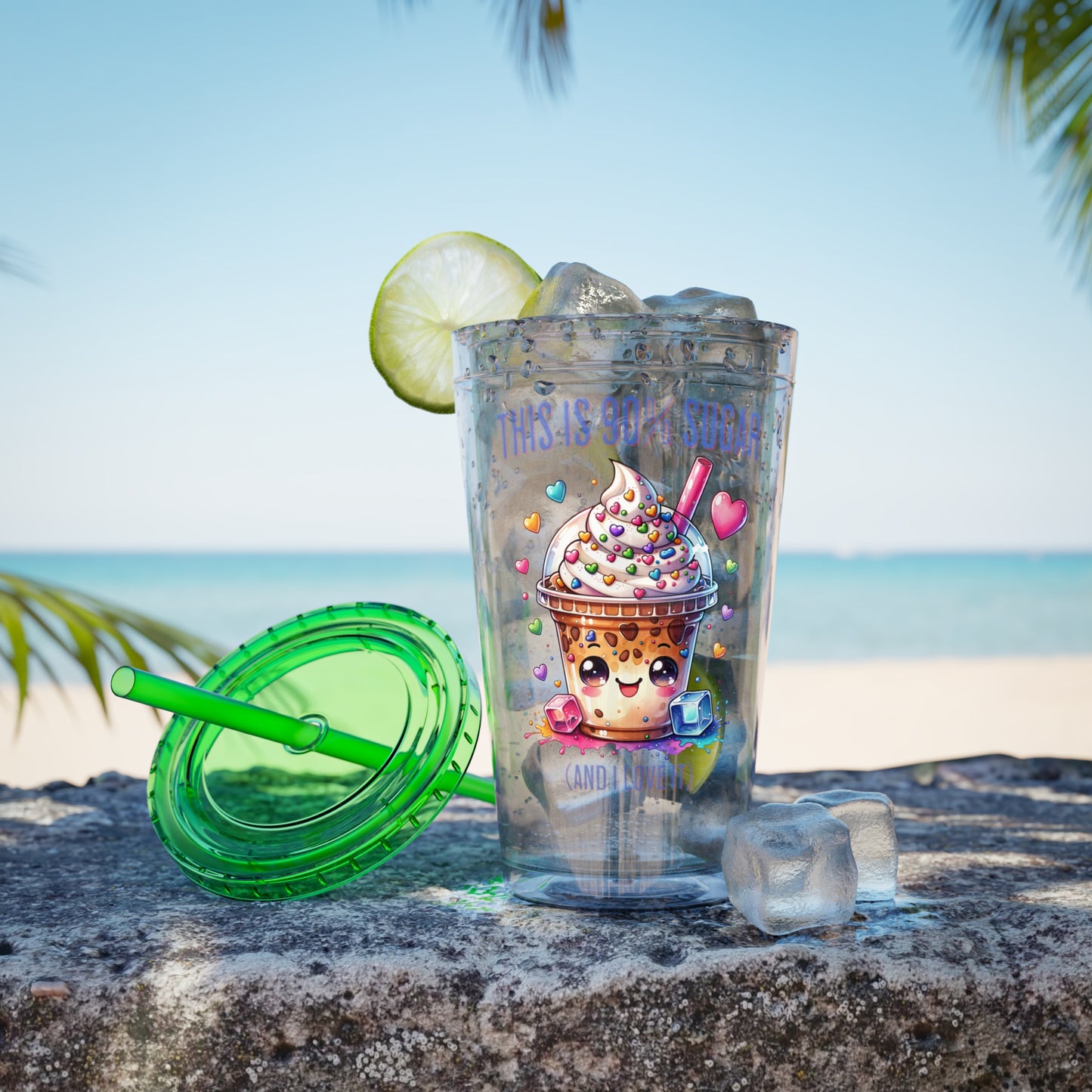 90% Sugar 16oz Insulated Tumbler with Straw