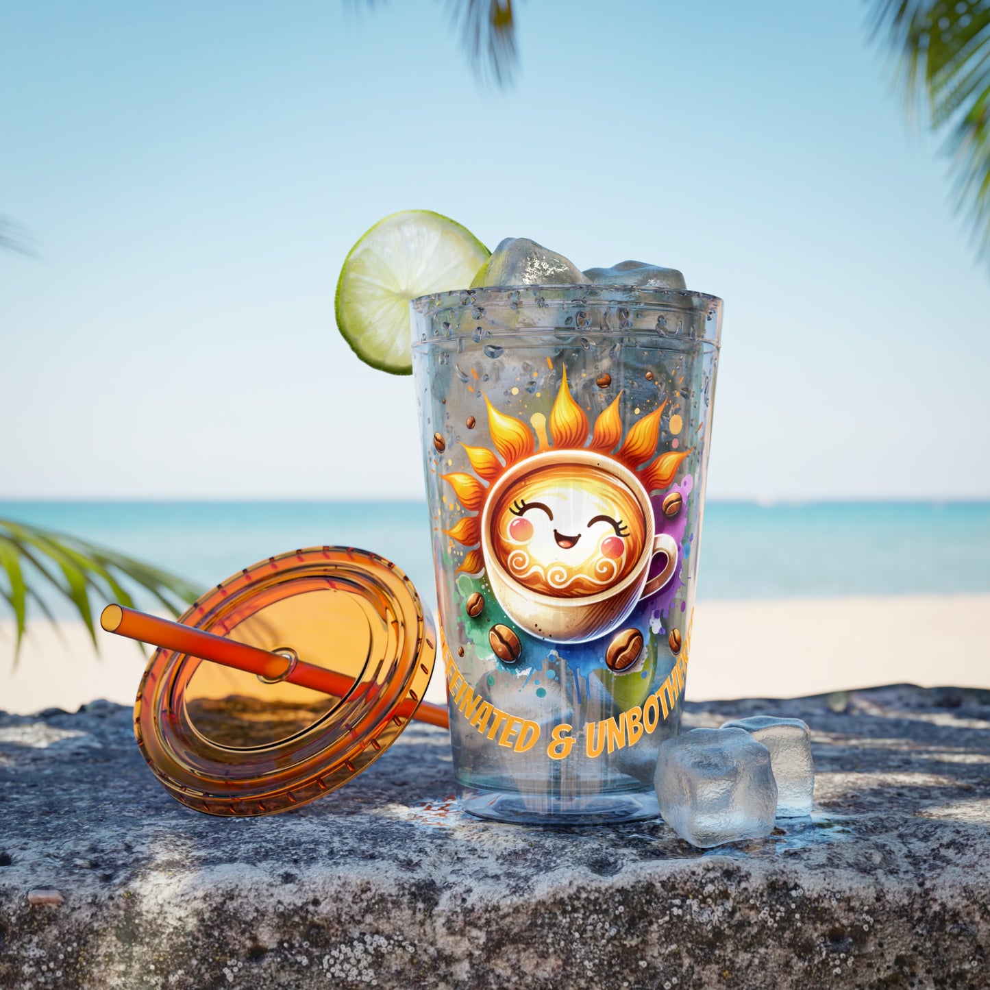 Caffeinated & Unbothered 16oz Insulated Tumbler with Straw